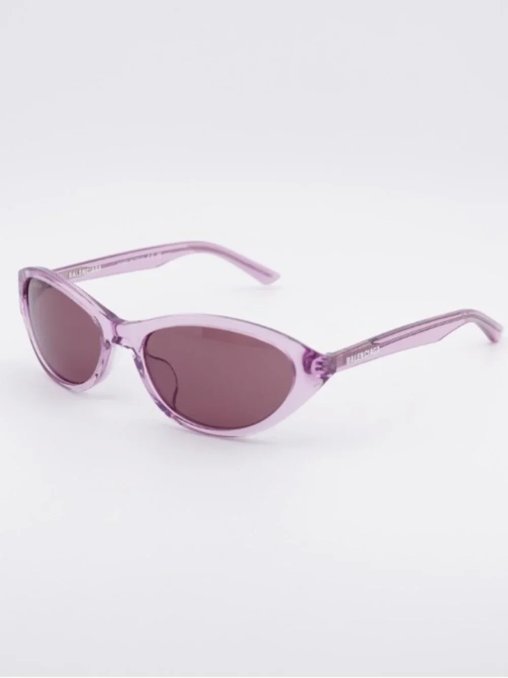 Balenciaga BB0404SK 004 Sunglasses Shiny Violet Cat Eye Frame, Violet Lenses